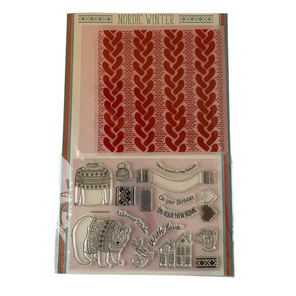 Practical Publishing NORDIC WINTER Embossing Template Stamp Set 2018 Polar Bear - Picture 1 of 7
